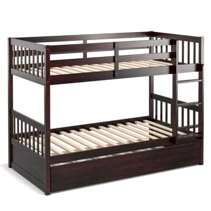 Hivvago Twin Over Twin Bunk Bed with Pull-out Trundle and Ladder Hivvago Twin Over Twin Bunk Bed with Pull-out Trundle and Ladder