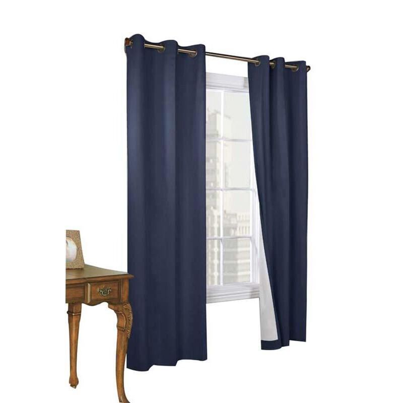 Commonwealth Thermalogic Weather Cotton Fabric Grommet Top Panel Pair - 80x54" - Navy