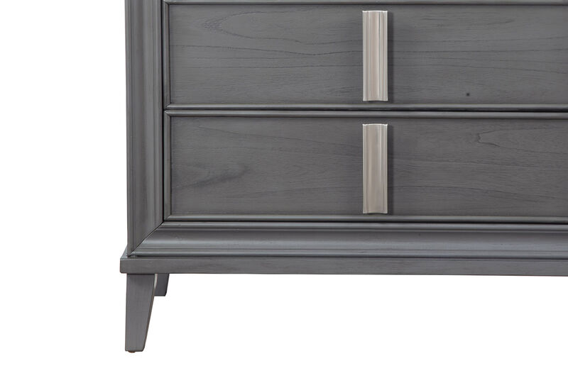Transitional Style Wooden Media Chest With Two Drawers and One Open Shelf, Gray-Benzara