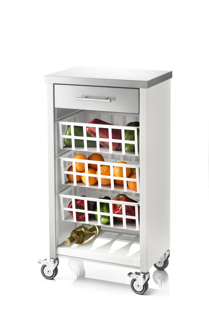Rolling kitchen cart with Stainless Steel top, Fifty-Fifty