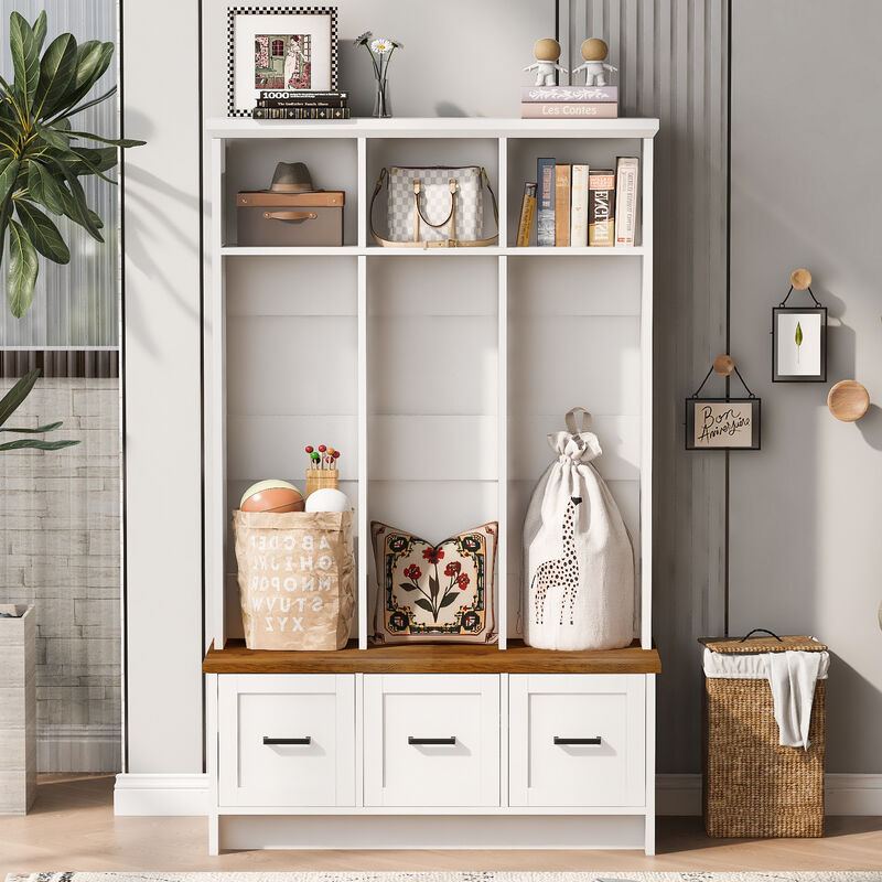 Merax Modern Hall Tree Entryway Storage Bench