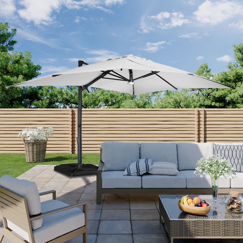 10x13 ft. 360° Rotation Outdoor Patio Cantilever Umbrella with Base in Gray