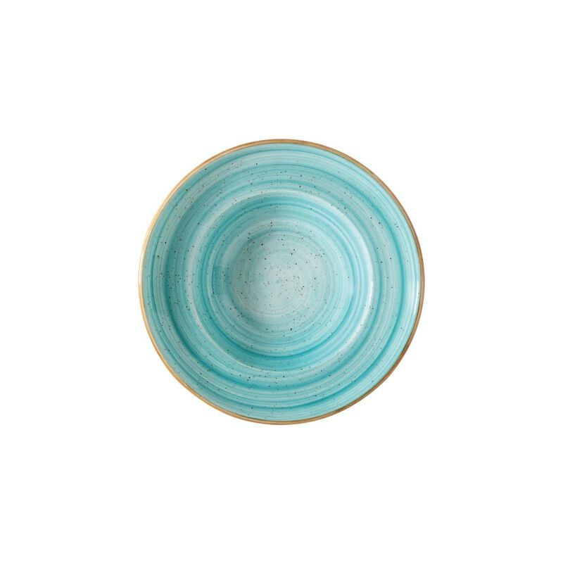 Aqua dia.10.75" h:2.25" 16 oz. Round Blue Porcelain Bowl (Set of 2)