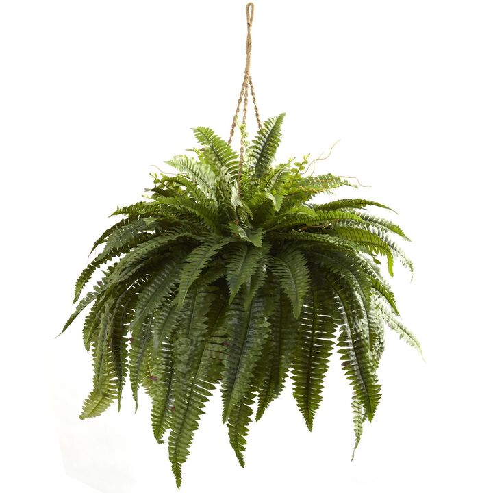 Nearly Natural Double Giant Boston Fern Hanging Basket Nearly Natural Double Giant Boston Fern Hanging Basket