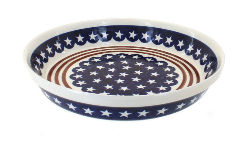 Blue Rose Polish Pottery Winter Nights Pie Plate