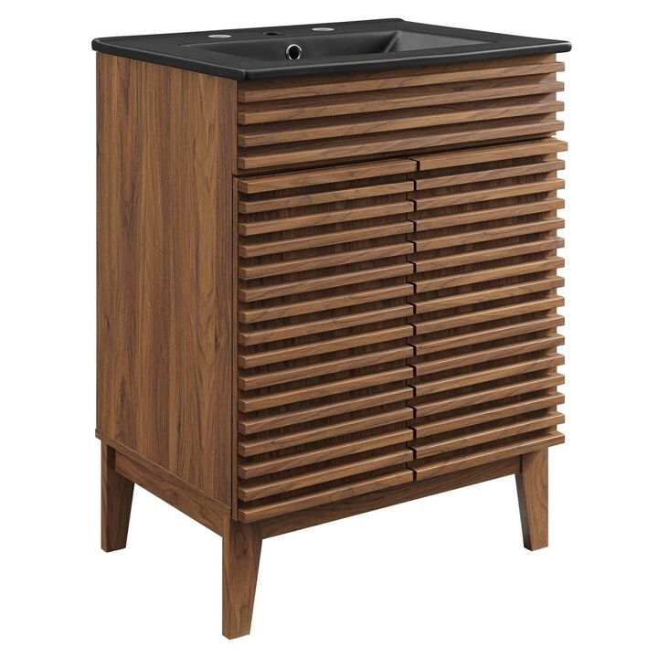 Modway Render Vanity with Sink-Floor, 24 Inch, Walnut Black