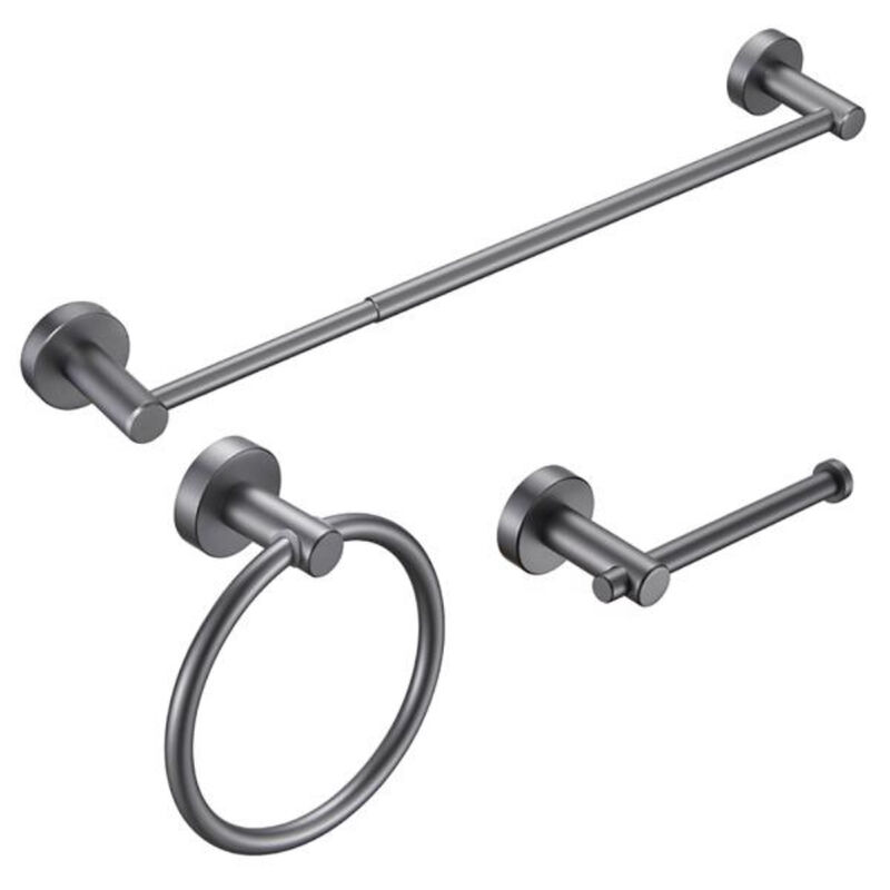 3-Piece Bathroom Hardware Set with Thick Space Aluminum Towel Bars