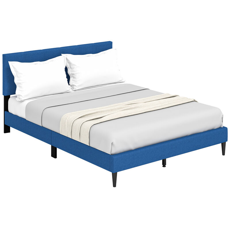 Queen Size Upholstered Platform Bed with Button Tufted Headboard