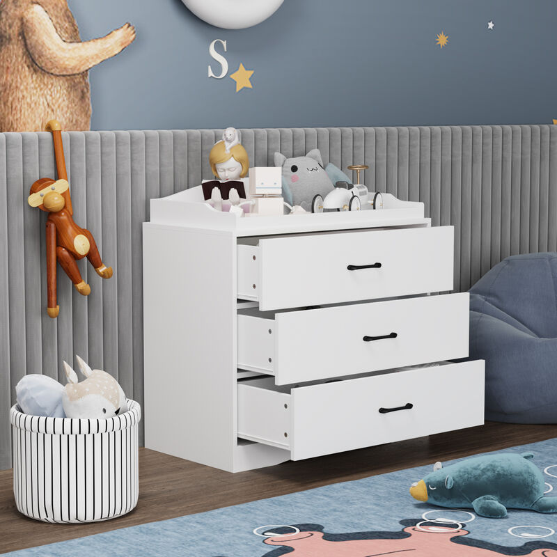 FUFU&GAGA 3-Drawer Dresser with Spacious Storage, Durable Construction, Modern Design, (35.4" W x 19.2" D x 35.4" H), White