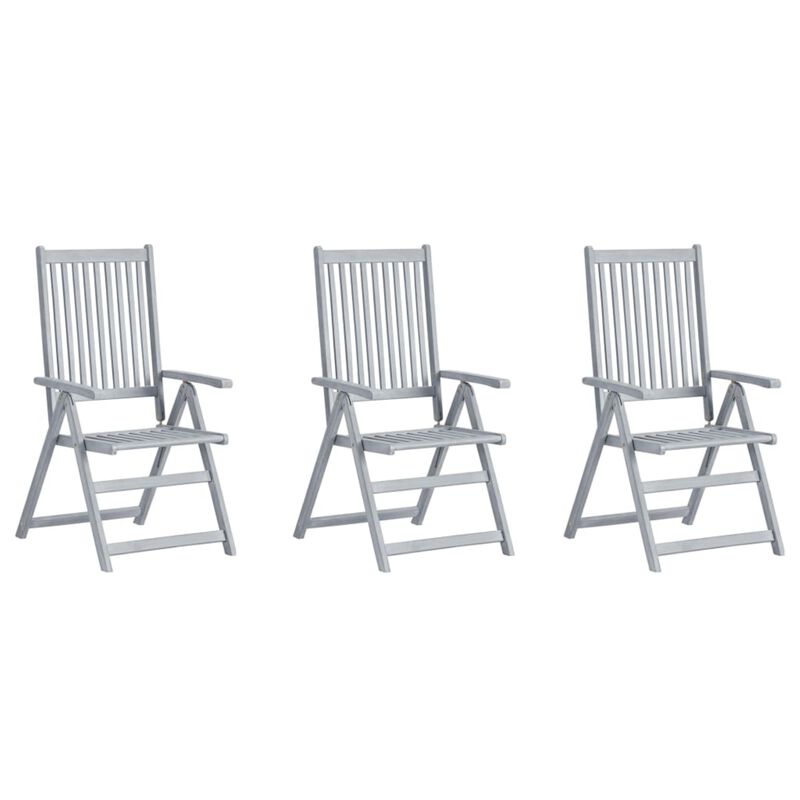 vidaXL Garden Reclining Chairs 3 pcs with Cushions Solid Acacia Wood