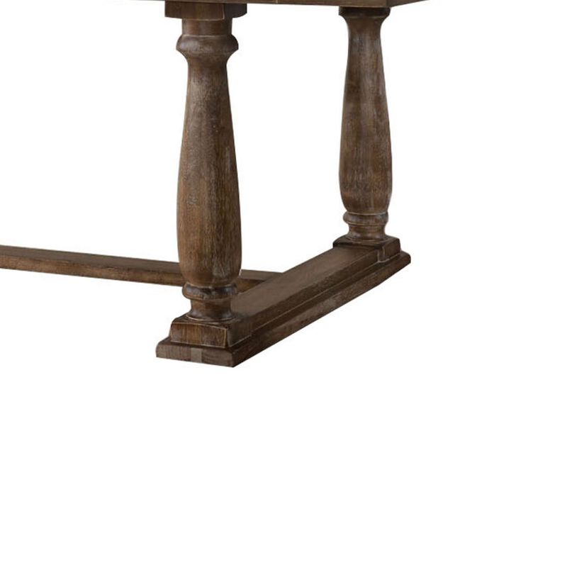Traditional Style Wooden Dining Table with Rectangular Shape and Angled Legs, Brown - Benzara