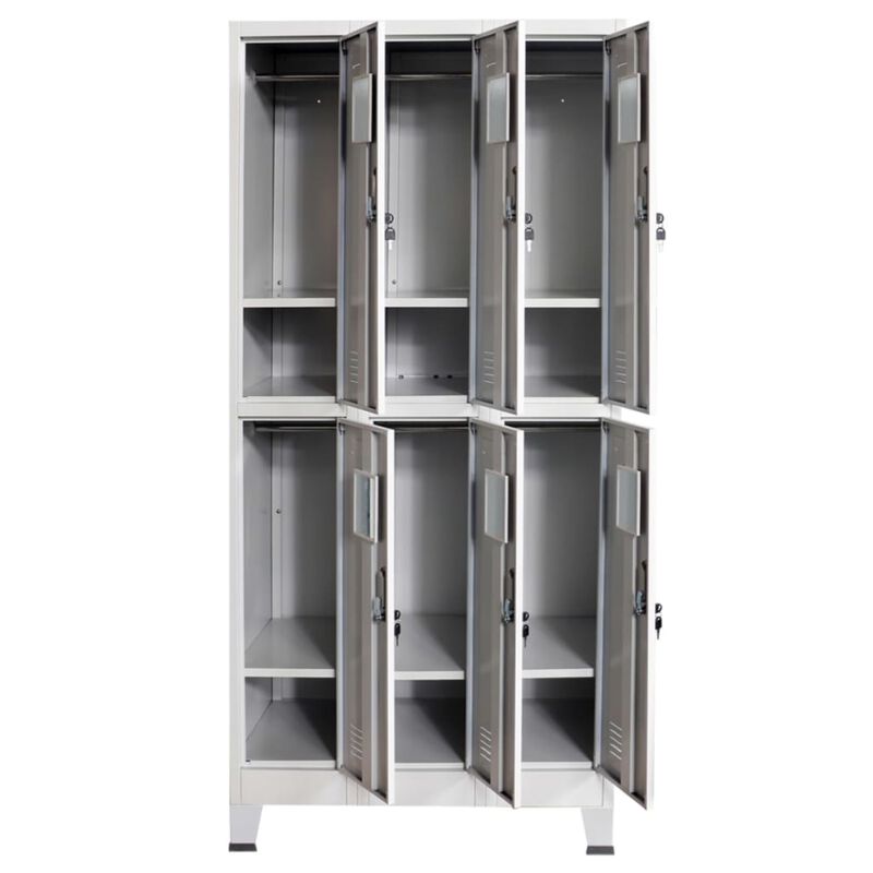 vidaXL Locker Cabinet with 6 Compartments Steel 35.4"x17.7"x70.9" Gray