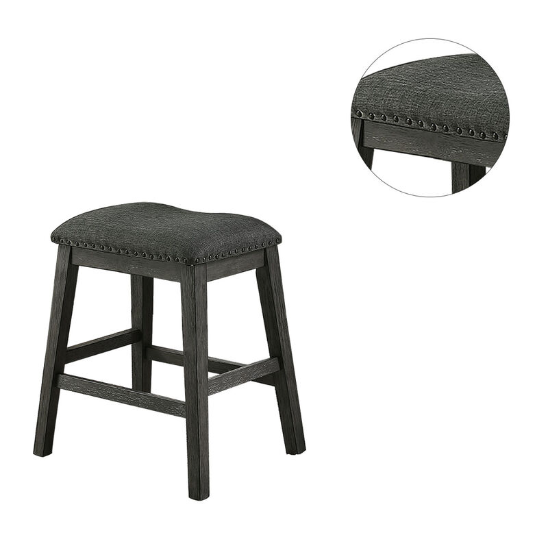 Linen-Fabric Padded Counter Stool, Dark Grey(Set Of 2)