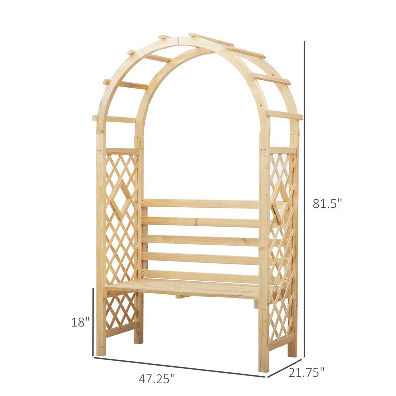 Outdoor Climbing Support: Wood Garden Arch with Bench and Trellis