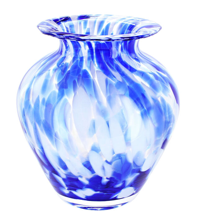 Blue Rose Polish Pottery Cobalt Confetti Glass Vase