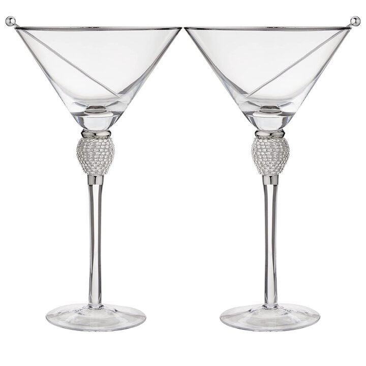 Rhinestone Studded Martini Glasses