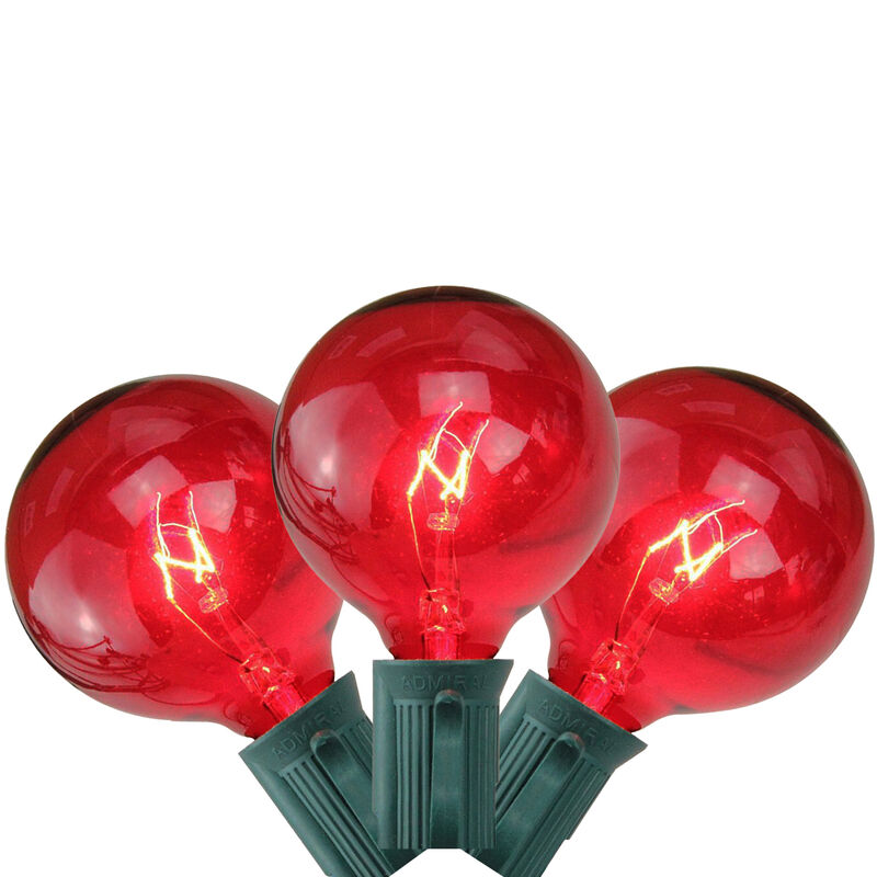 10-Count Red G50 Globe Christmas Patio Lights- 9ft  Green Wire