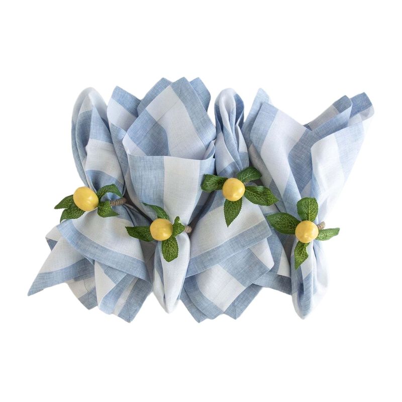 Solino Home 100% Pure Linen Dinner Napkins 20 x 20 Inch Set of 4 | Cabana Stripe