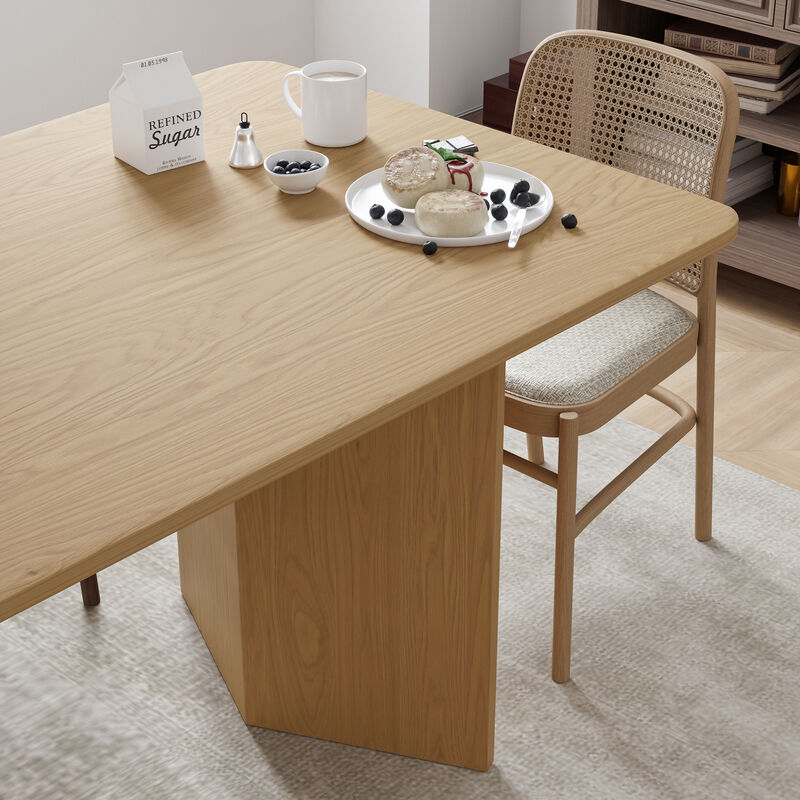 Brix 79V-Shaped Leg Square Wooden Dining Table in Walnut Color