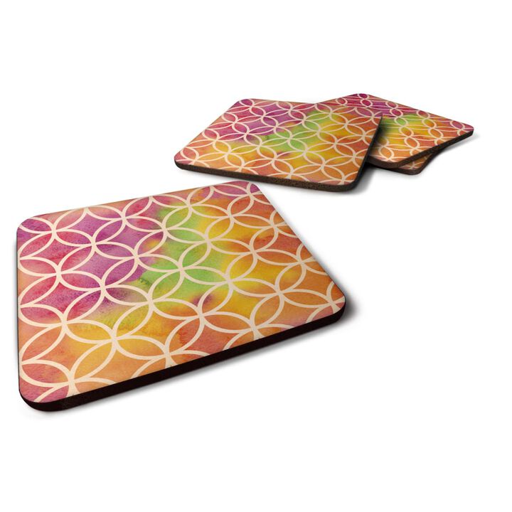 Caroline's Treasures Watercolor Rainbow Geometric Circles Decorative coasters, 3.5, Multicolor