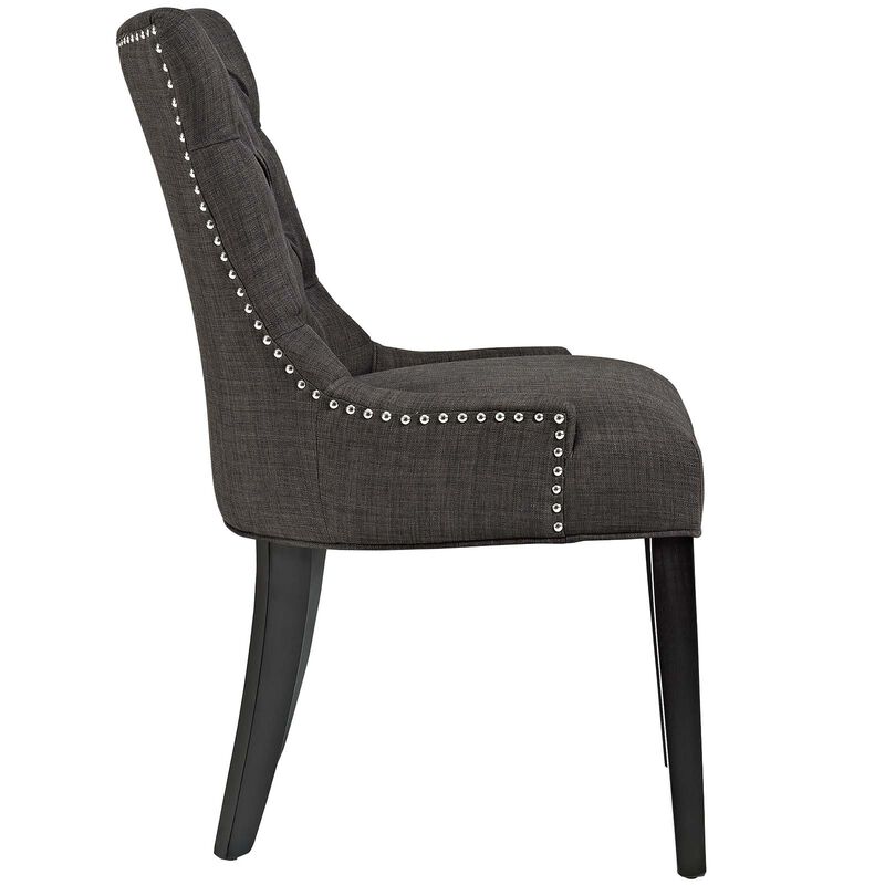 Modway Regent Modern Elegant Button-Tufted Upholstered Fabric With Nailhead Trim, Dining Side Chair, Brown