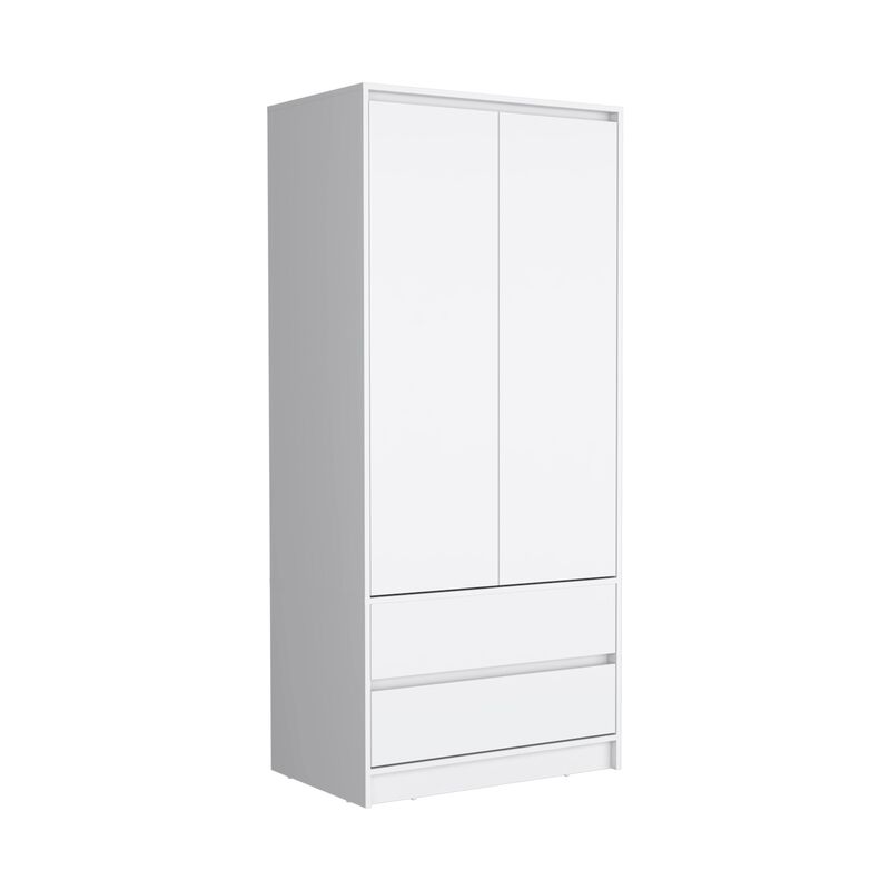 Laurel 2 Piece Bedroom Set, Nightstand + Armoire, White