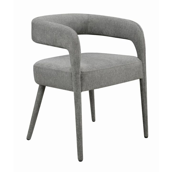 2-Piece Set: Galway Arm Chairs in Dark Gray Linen Fabric on Metal Frame