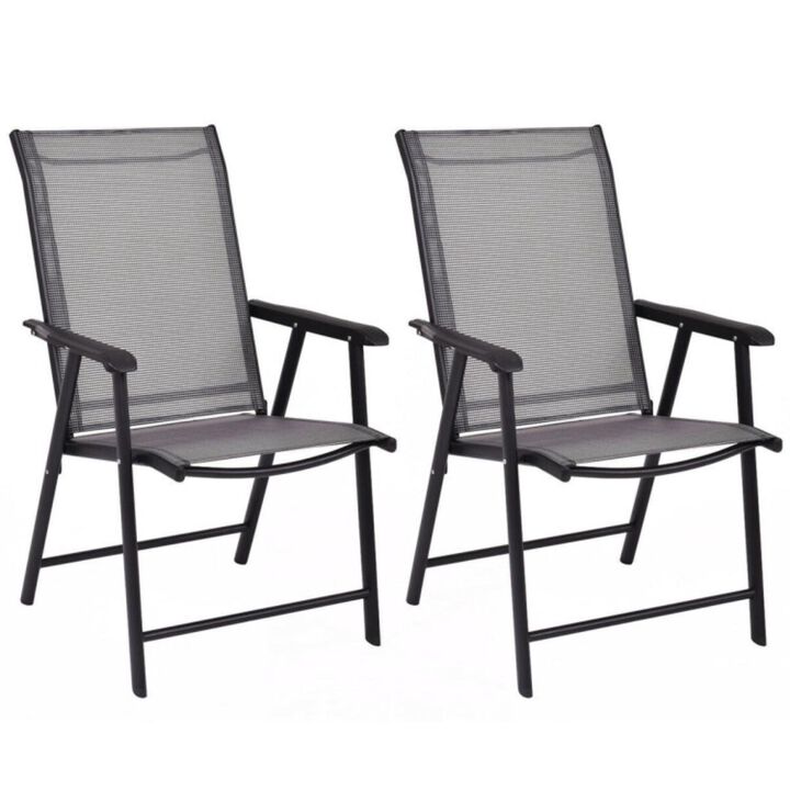 Hivvago Set of 2 Outdoor Patio Folding Chair with Ergonomic Armrests