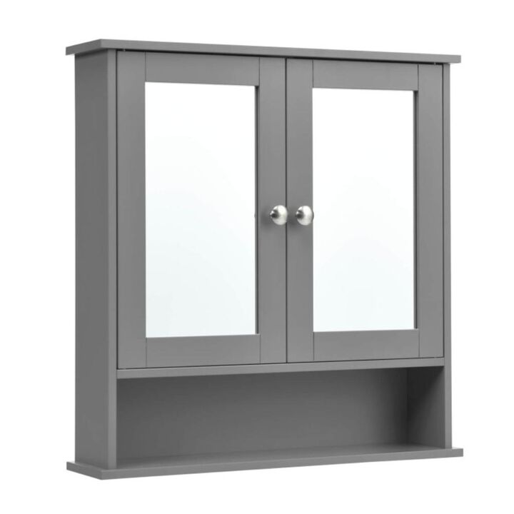Hivvago Double Door Wall-Mounted Bathroom Mirror Cabinet with Storage Shelf