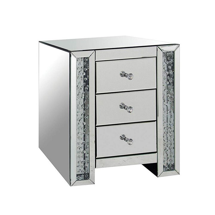 Nysa End Table, Mirrored-Benzara