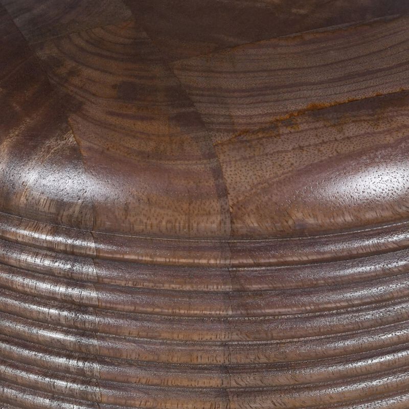Rise 48 Inch Dining Table, Round Top, Pedestal Base, Rich Brown Wood - Benzara