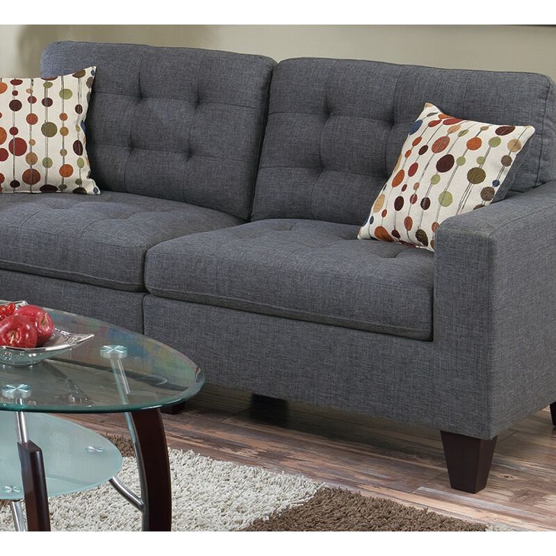 Living Room Furniture 2 Piece Sofa Set Polyfiber Tufted Sofa Loveseat With Pillows