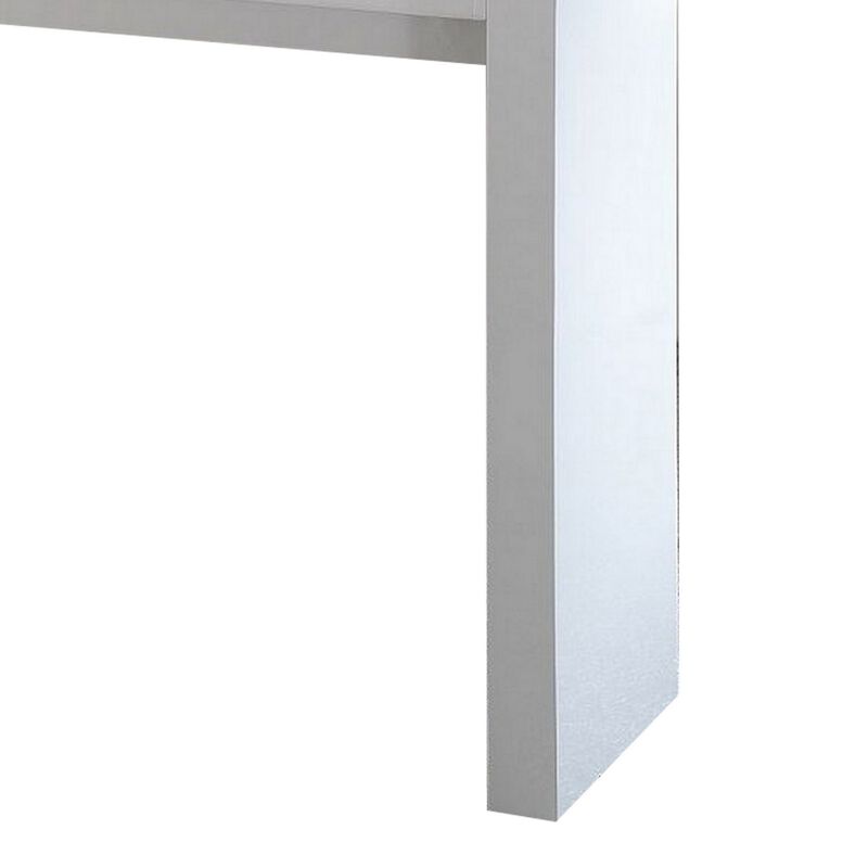 Joey 60 Inch Modern Bar Table, Lacquered White Finish, Composite Wood Frame-Benzara