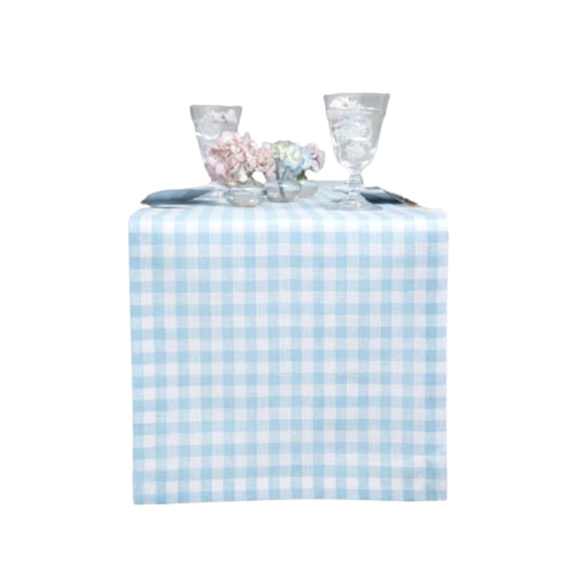 Solino Home 100% Pure Linen Table Runner | Gingham Check for Spring & Easter