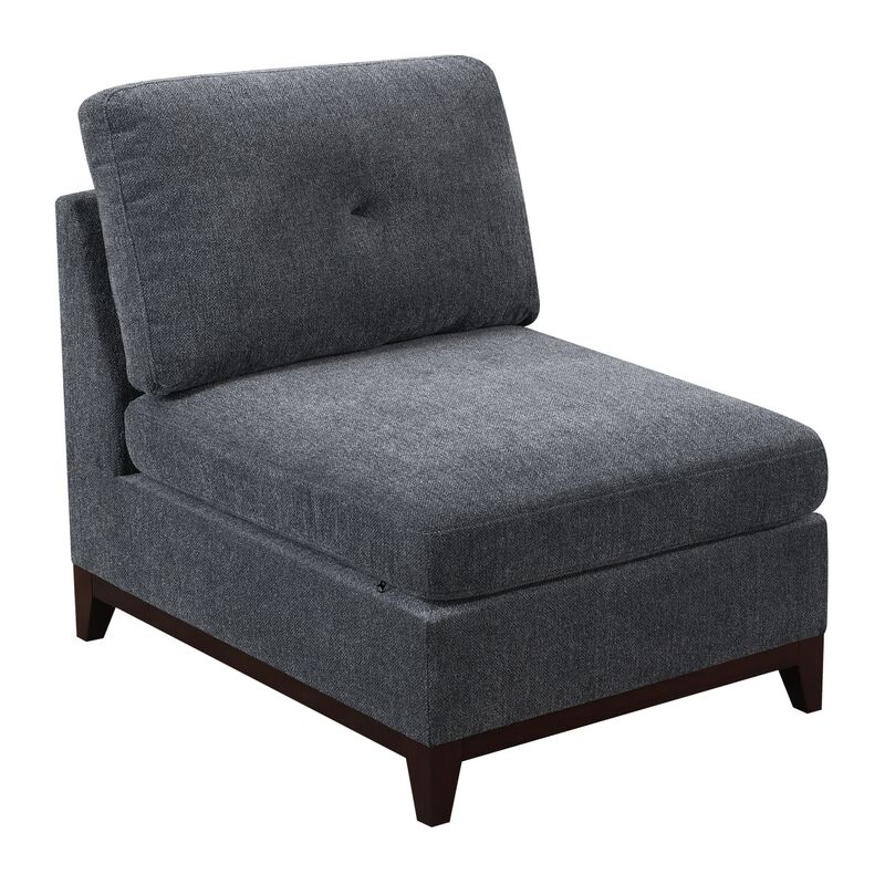 7 Piece Ash Grey Chenille Fabric Modular Sectional with Ottomans
