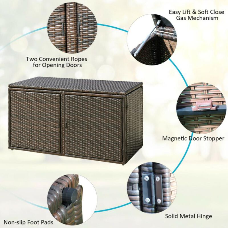 Hivvago 88 Gallon Garden Patio Rattan Storage Container Box