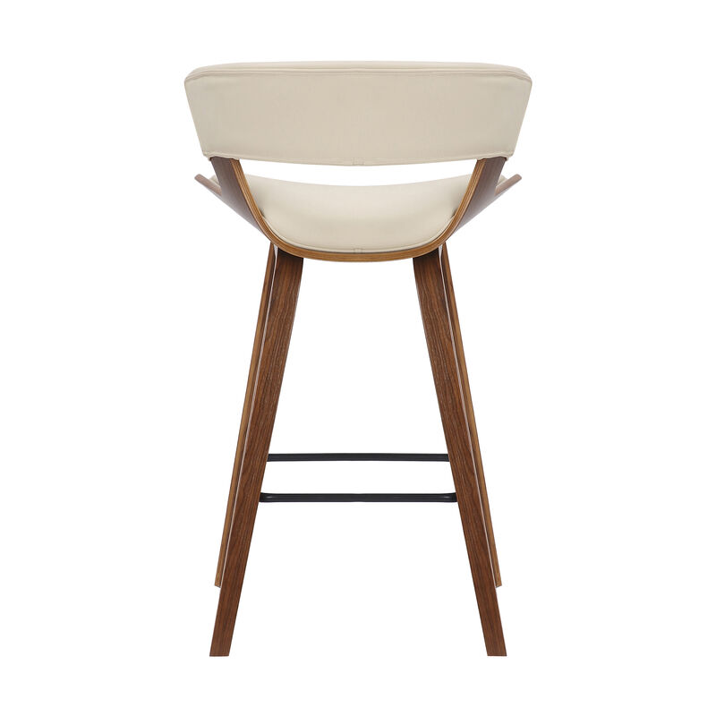 Jagger Modern  Wood and Black Faux Leather Counter Height Barstool