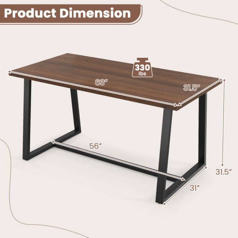 Hivvago Large Dining Table with Heavy-duty Metal Frame and Anti-slip Foot Pads