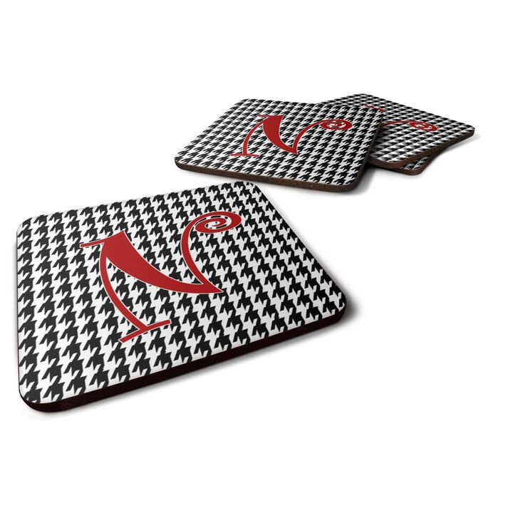 Caroline's Treasures CJ1035-NFC Monogram-Houndstooth Black Foam Coasters (Set of 4), Initial Letter N, 3.5 H x 3.5 W, Multicolor