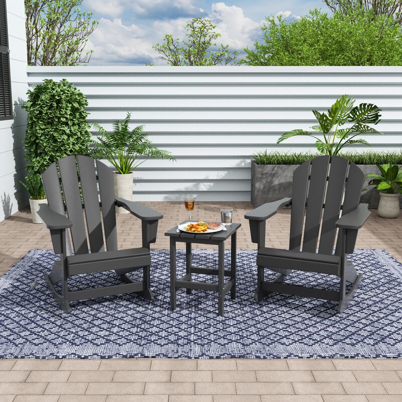 WestinTrends 3-Piece Outdoor Patio Rocking Adirondack Chairs with Side Table Set