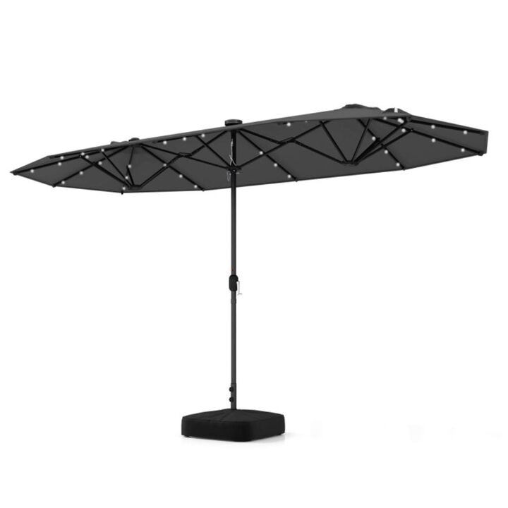 Hivvago 13FT Double-sided Patio Umbrella with Solar Lights for Garden Pool Backyard