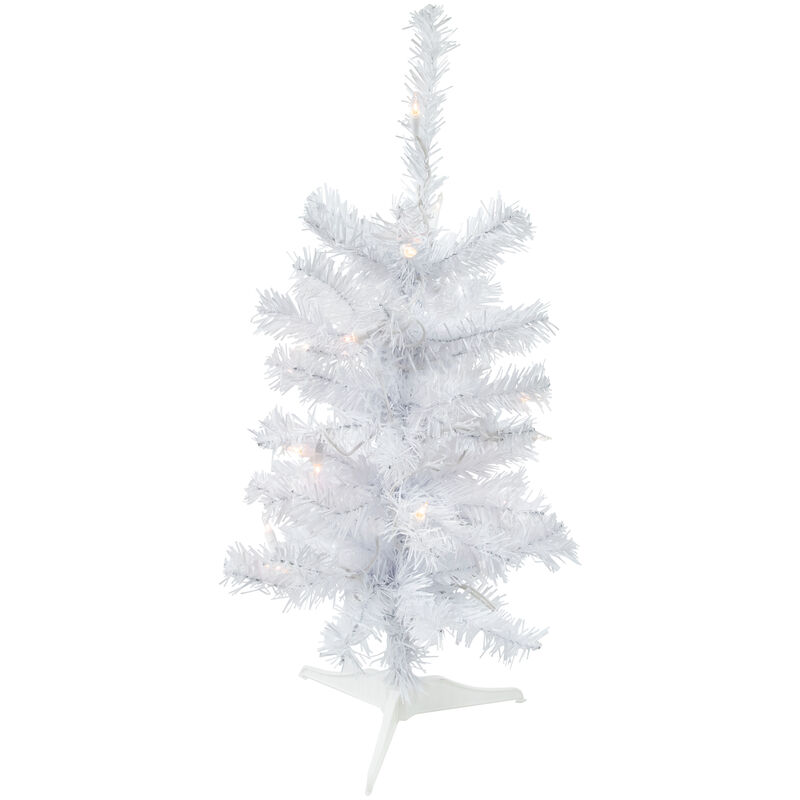 2' Pre-Lit Woodbury White Pine Slim Artificial Christmas Tree  Clear Lights
