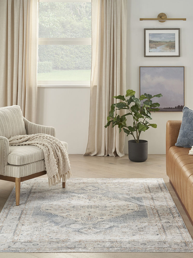 Astra Machine Washable ASW11 Light Blue 3'3" x 5' Rug