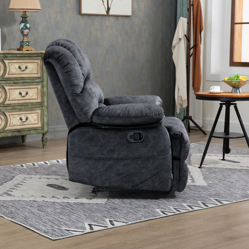 Mondawe Large Manual Recliner Chair in Fabric with Pillow Top Arms and Cushion Back for Living Room, Gray