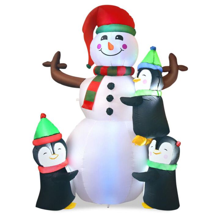 Hivvago 6 Feet Christmas Quick Inflatable Snowman with Penguins Hivvago 6 Feet Christmas Quick Inflatable Snowman with Penguins