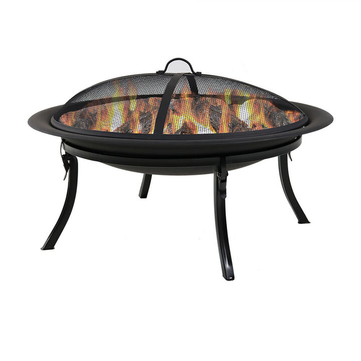 Sunnydaze 29 in Steel Fire Pit Bowl with Folding Stand, Case, and Screen Sunnydaze 29 in Steel Fire Pit Bowl with Folding Stand, Case, and Screen