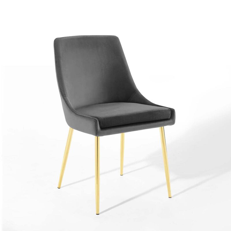 Modway Viscount Performance Velvet Dining Chairs - Set of 2, Gold Charcoal