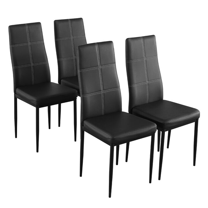 4pcs Elegant Dining Chairs Stylish Seating with 6-Grid Decorative Backrest for Modern Dining Rooms