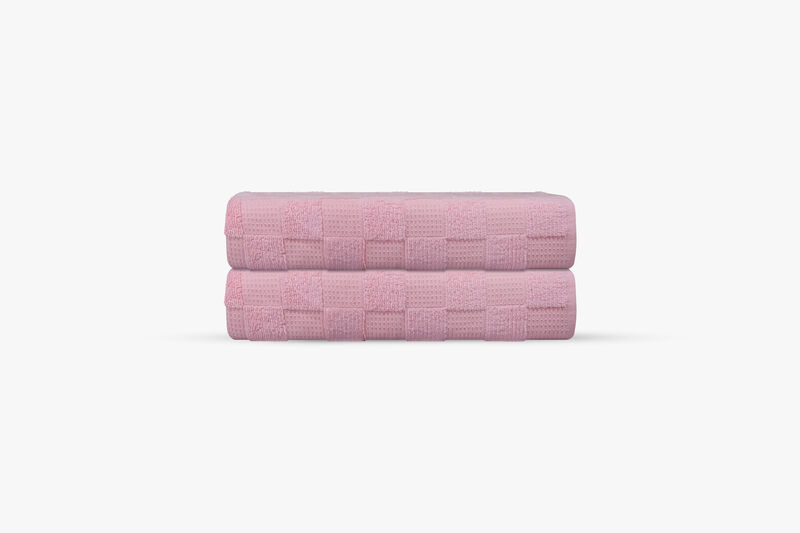 Waffle Terry 2 Pcs Turkish Bath Mat Set