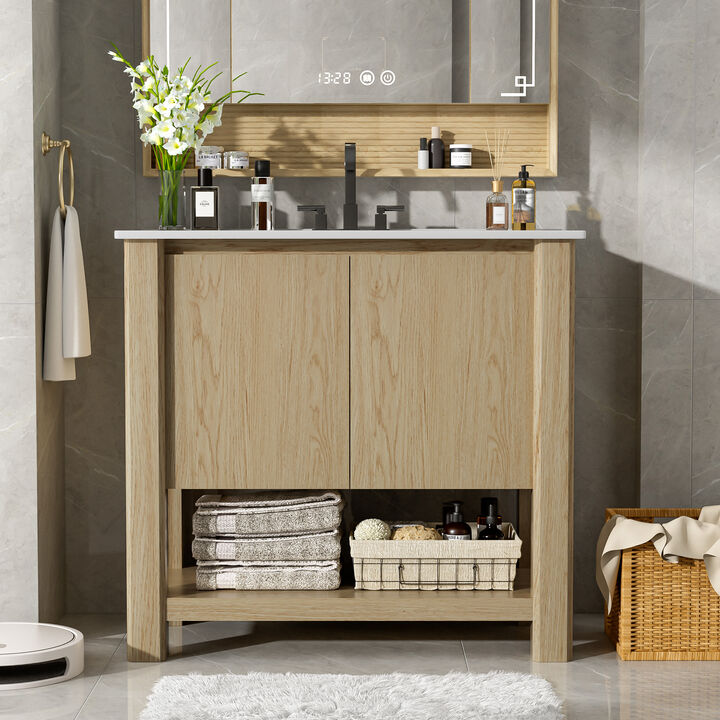 Merax Modern Bathroom Vanity with Rectangle Ceramic Sink